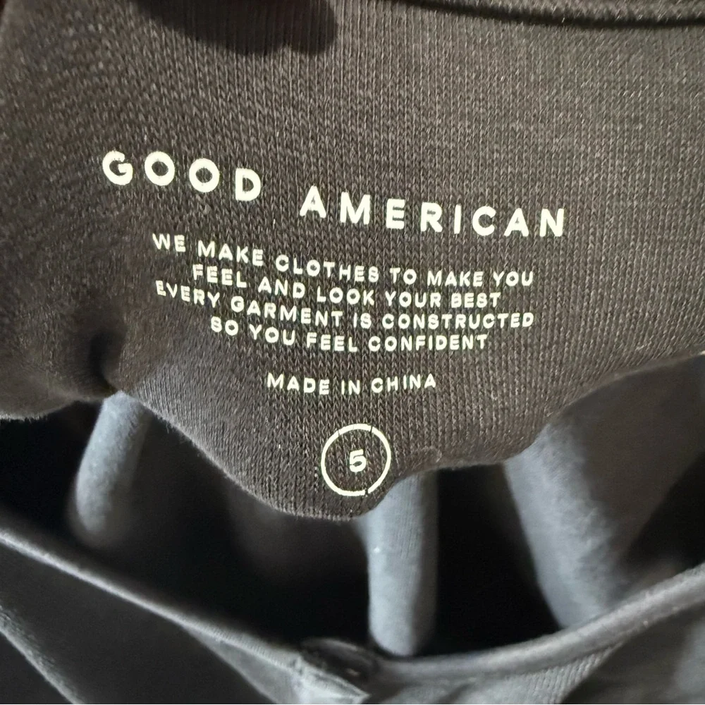 Good American The Feel Good Ribbed Henley Bodysuit Black Size 2XL NEW Sexy